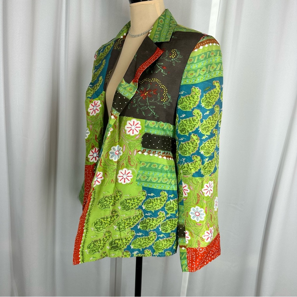 Vtg Silk Collection Harvé Bernard Floral Jacket Sz  10 Art To Wear 100% Silk - Picture 3 of 14